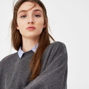 Women's Layered Shirt Dress with Pullover Sweater