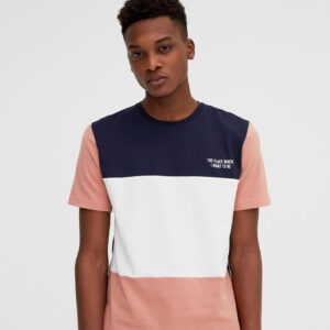 Men's Colorblock T-Shirt – Navy, White & Peach