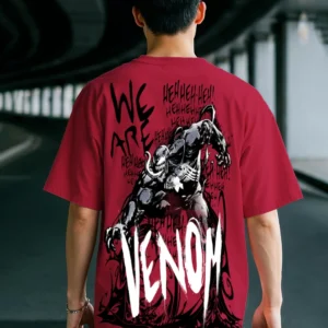 Men's Red Marvel Venom Oversized Graphic T-Shirt